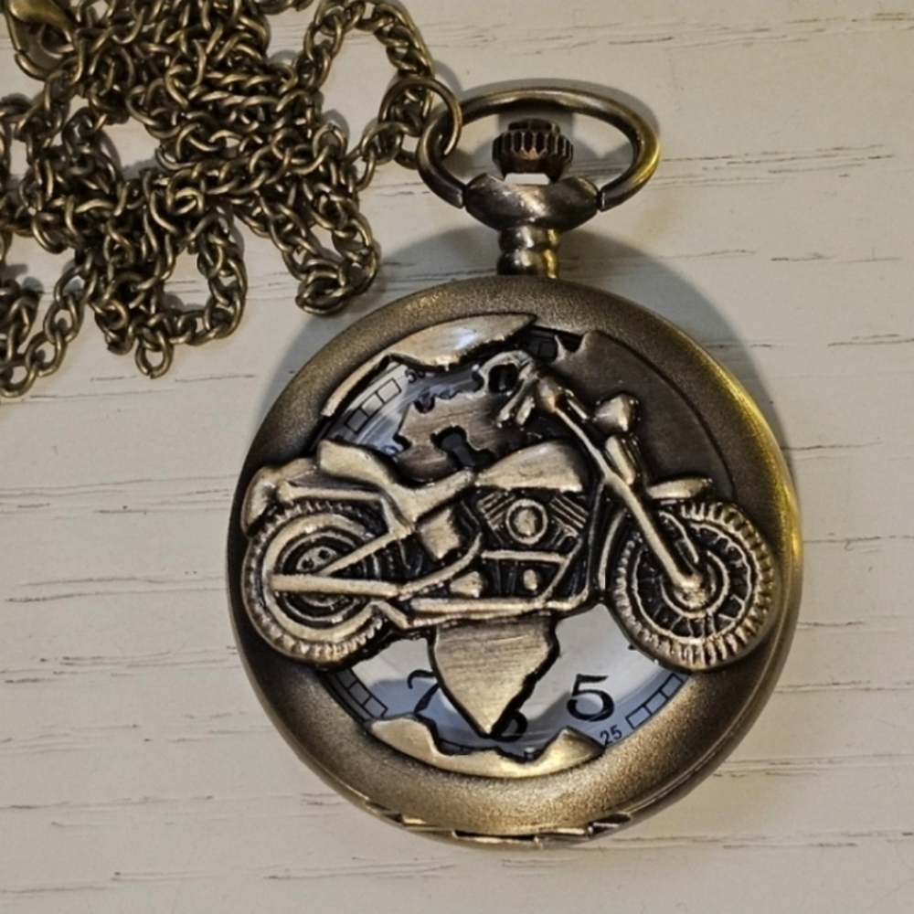 Bronze Motorcycle Pocket Watch